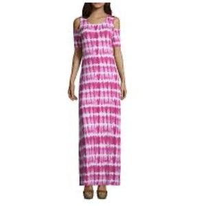 Design‎ History short sleeved cold shoulder tie dyed spandex dress size L NWT